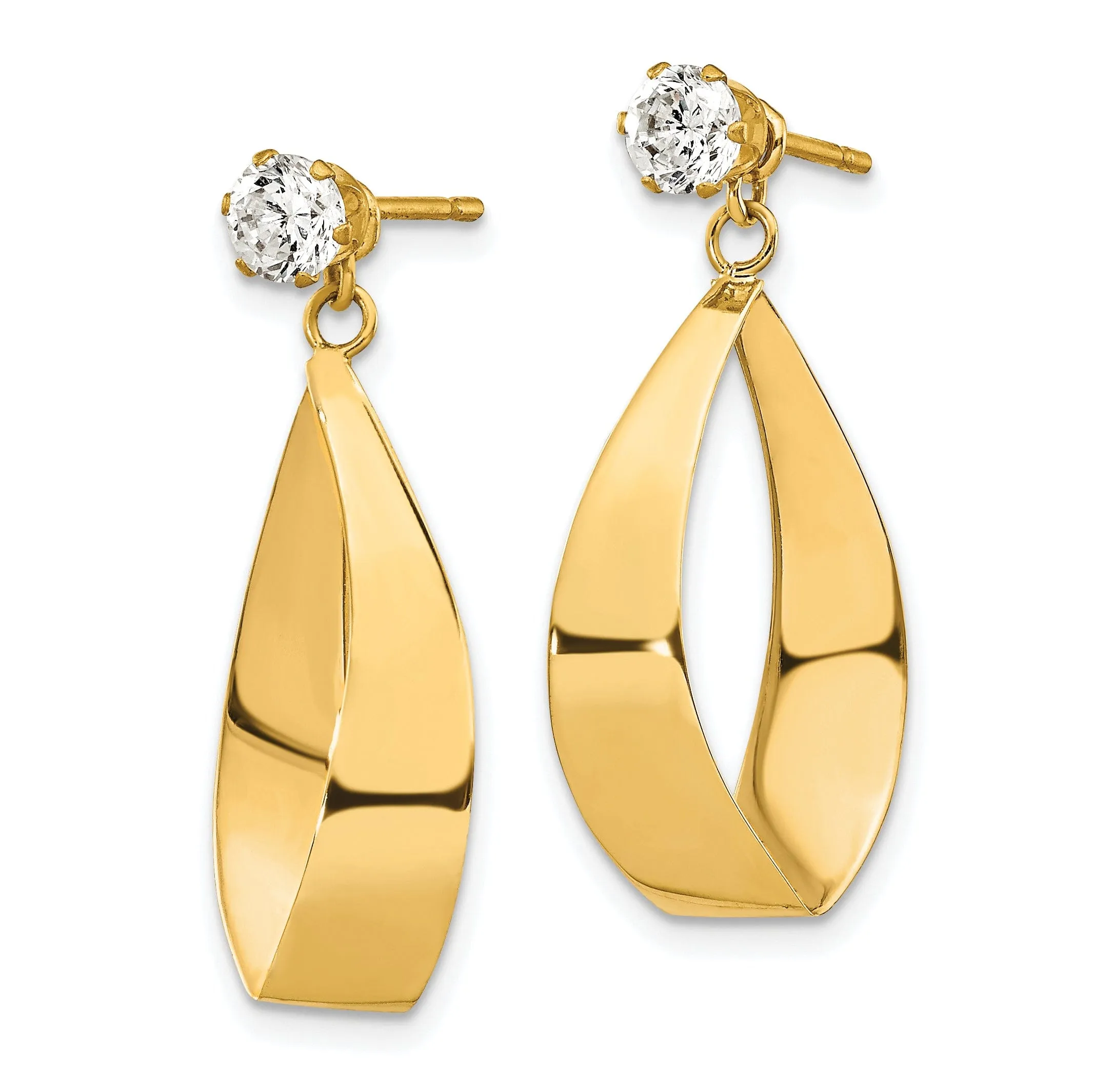 14k Yellow Gold Oval Dangle Earring Jackets