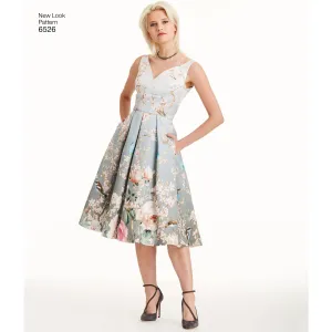 6526 New Look Pattern 6526 Women's Dress With Bodice Variations