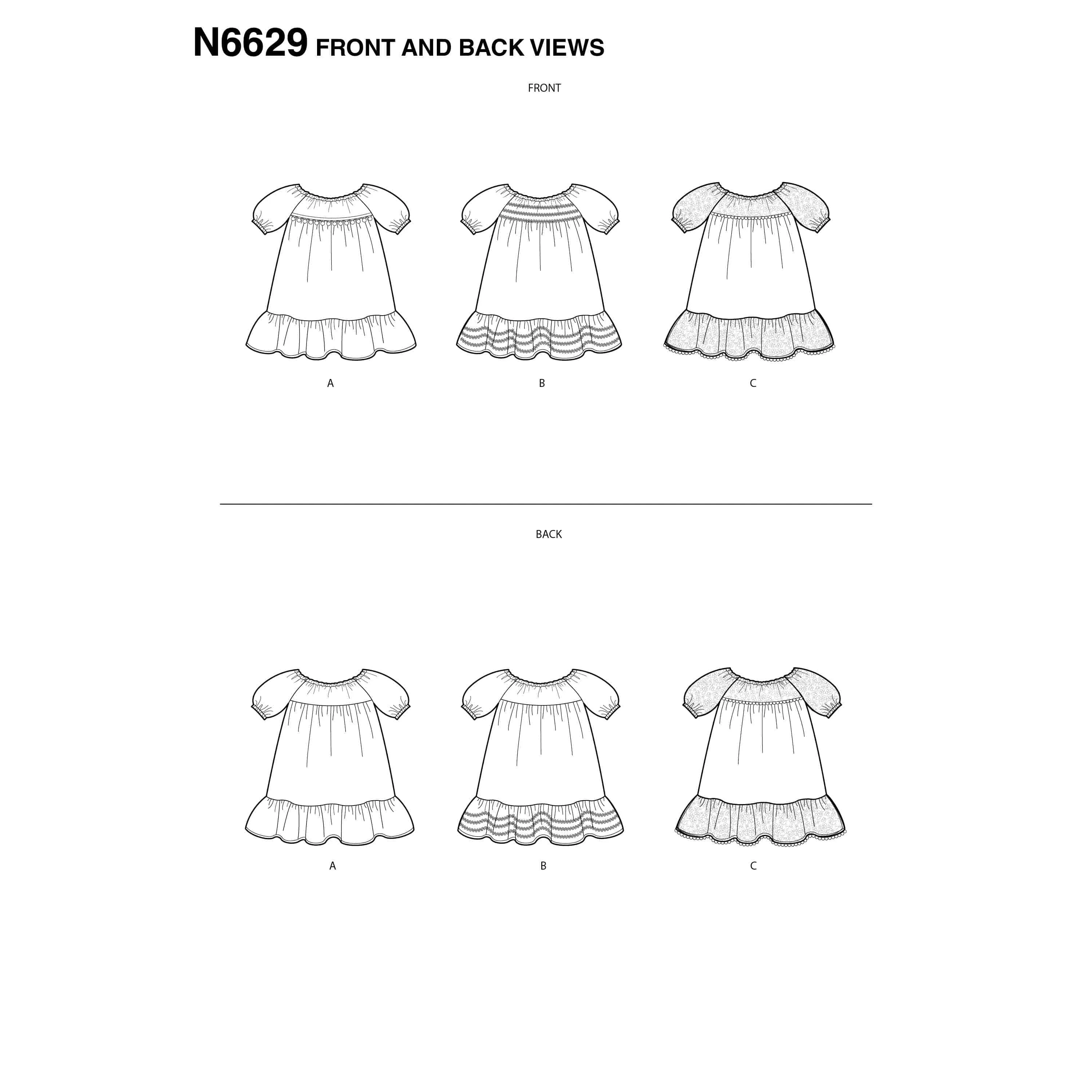 6629 New Look Sewing Pattern N6629 Toddler's Dresses