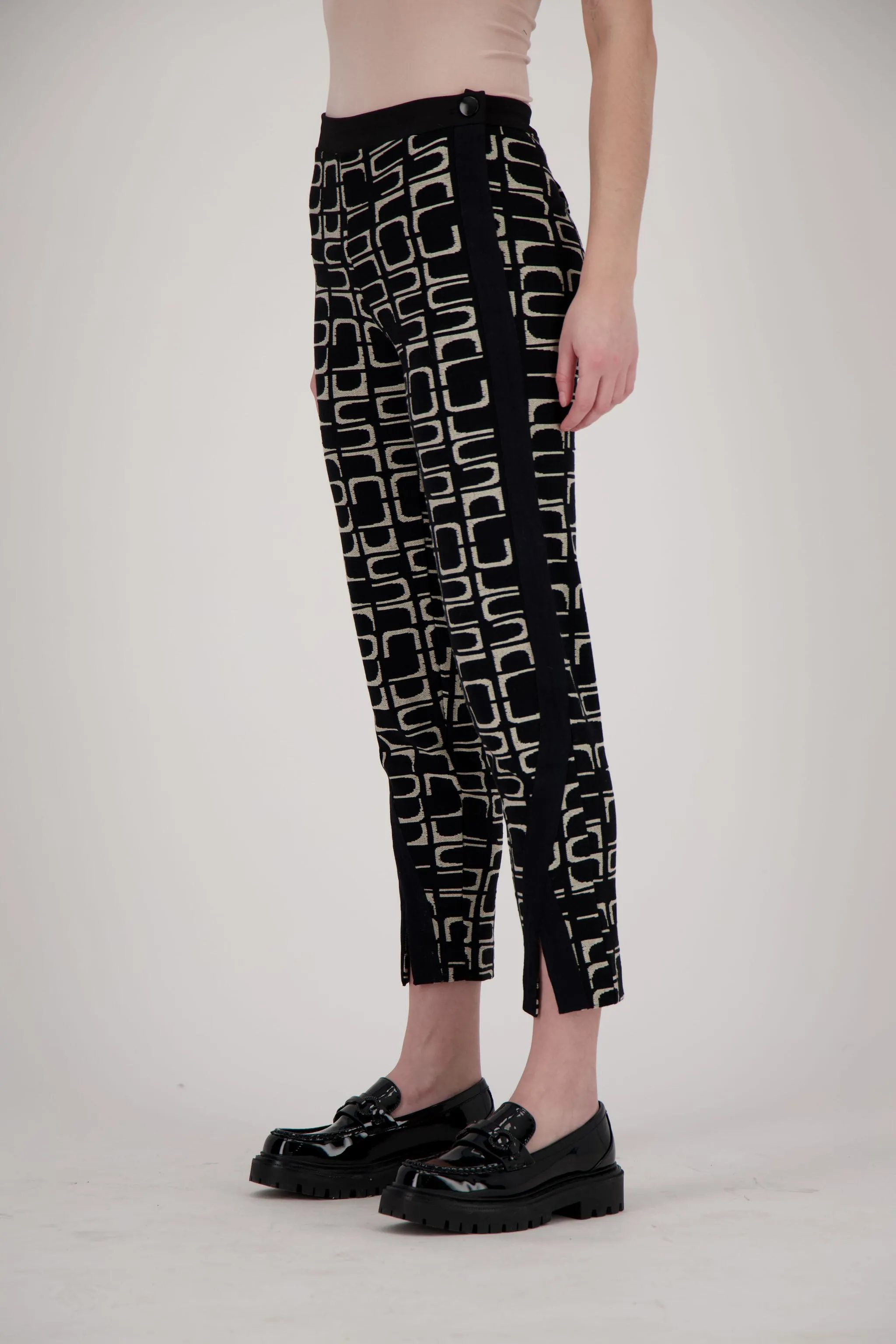 Abstract Jacquard Pant with Split Hem