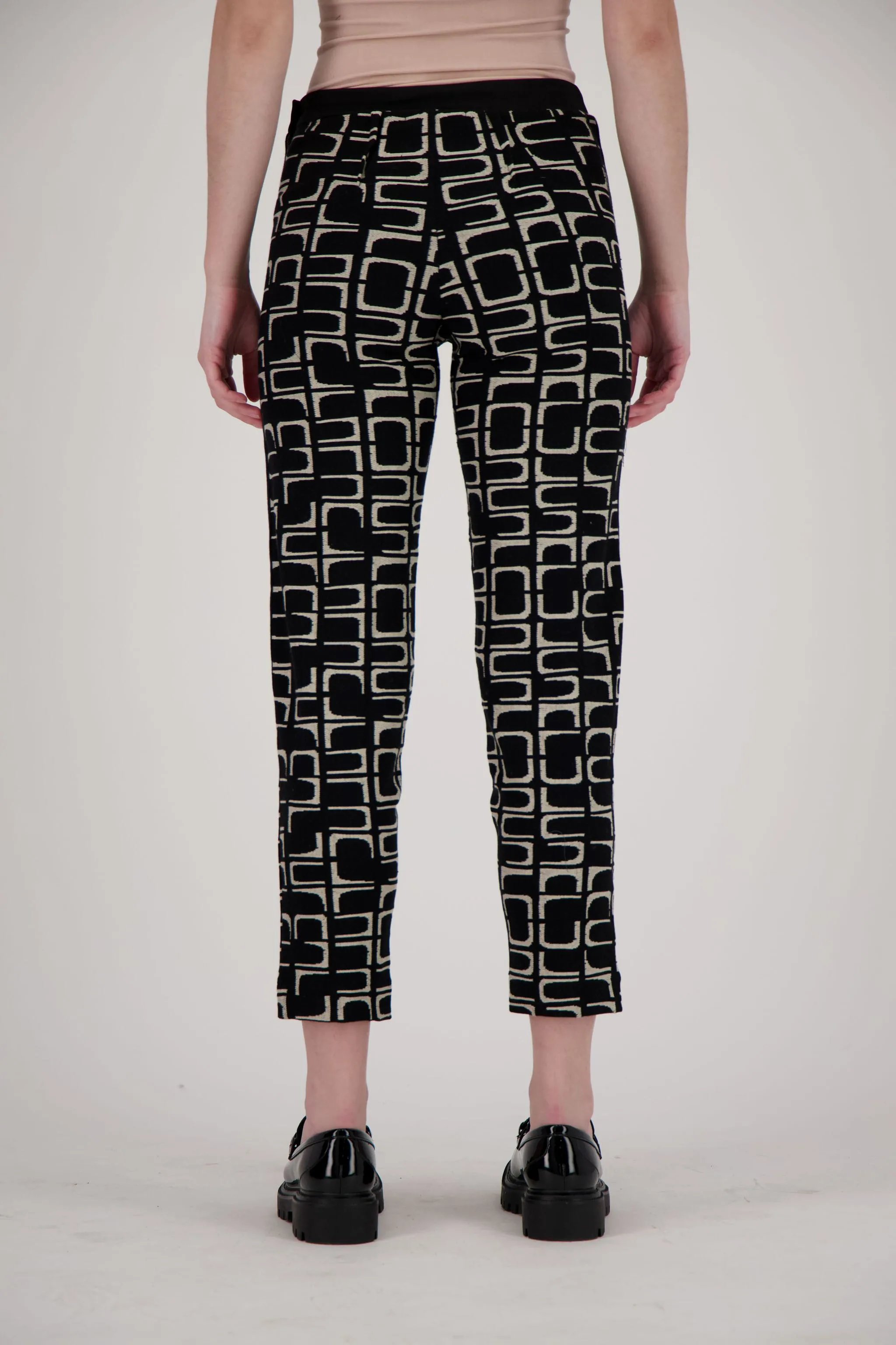 Abstract Jacquard Pant with Split Hem