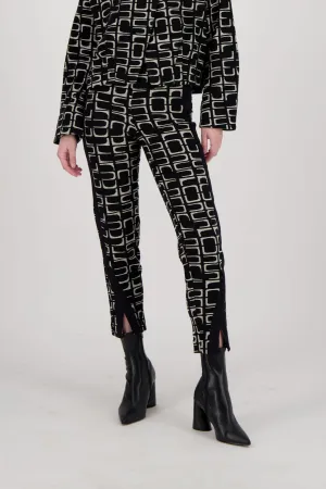 Abstract Jacquard Pant with Split Hem