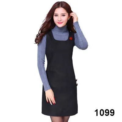 AKSLXDMMD 2017 Autumn Winter Woolen Women's Dress Plus Size Vest Dresses Slim Basic Office Dress Female Vestidos LH523