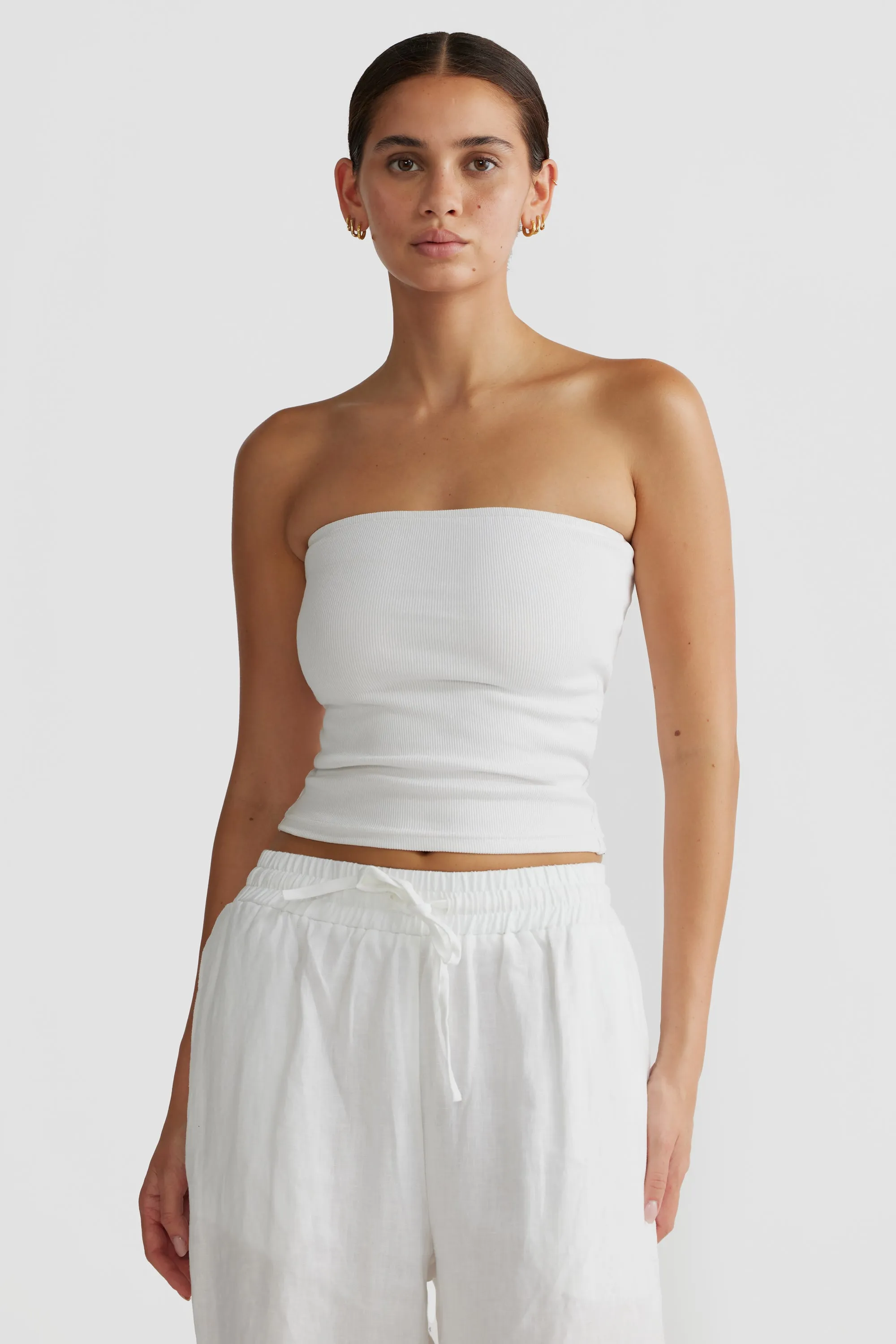 Alexis Rib Tube Top White