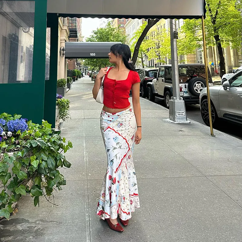 Beautiful Aster Floral Maxi Skirt