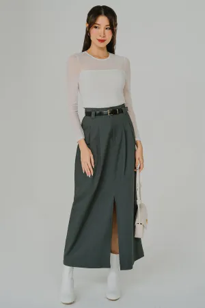 Belted Terrain Skirt (Teal-Grey)