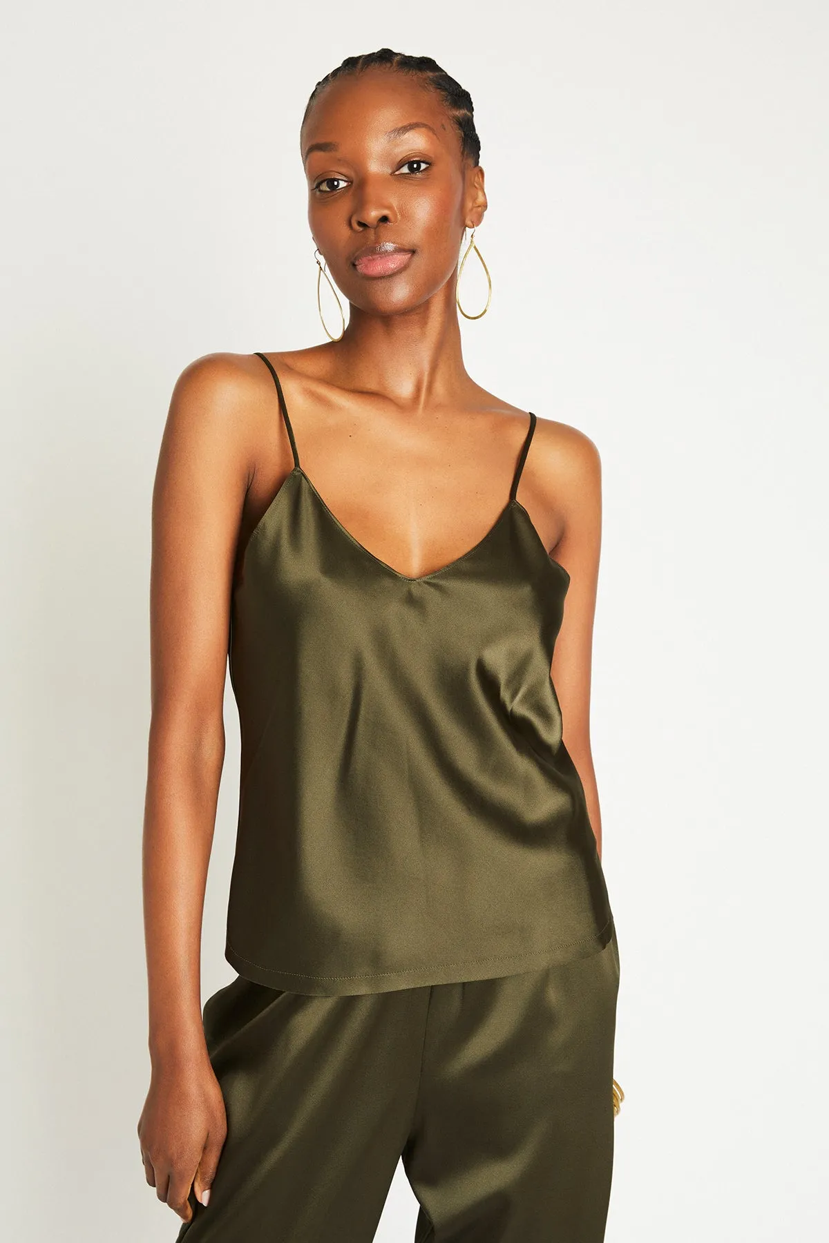   Beryll Cami Silk Top | Olive