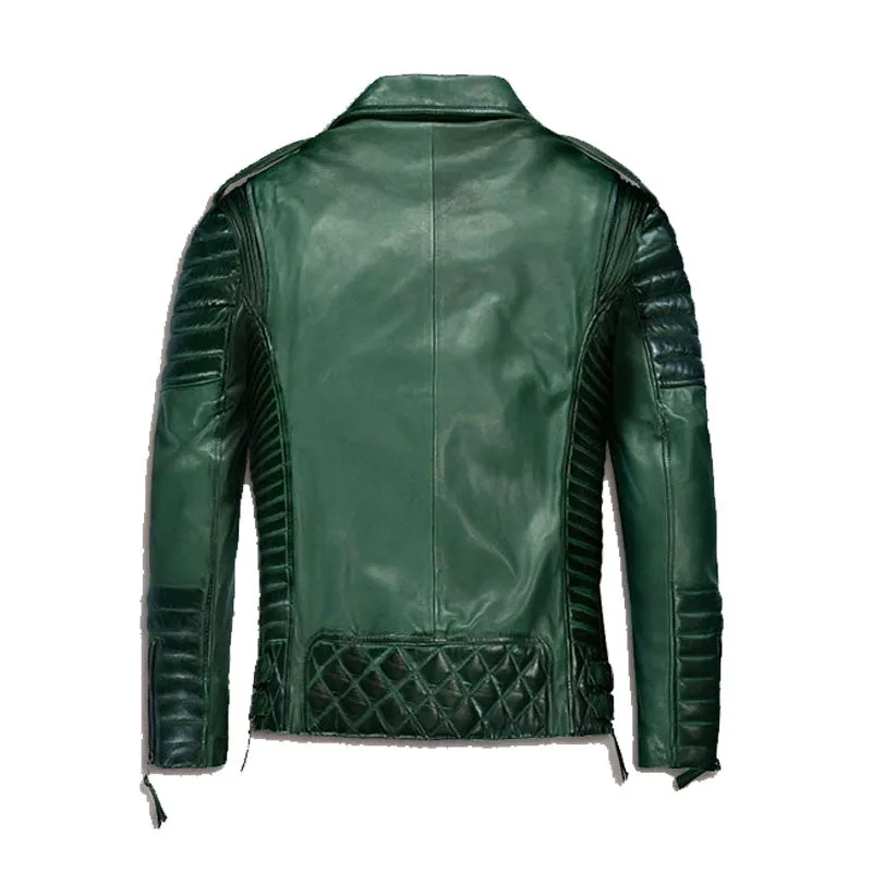 Best Style Fashion Biker Boys Charles Burnt Green Leather Jacket