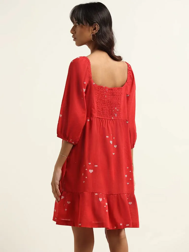 Bombay Paisley Red Cotton A-Line Dress