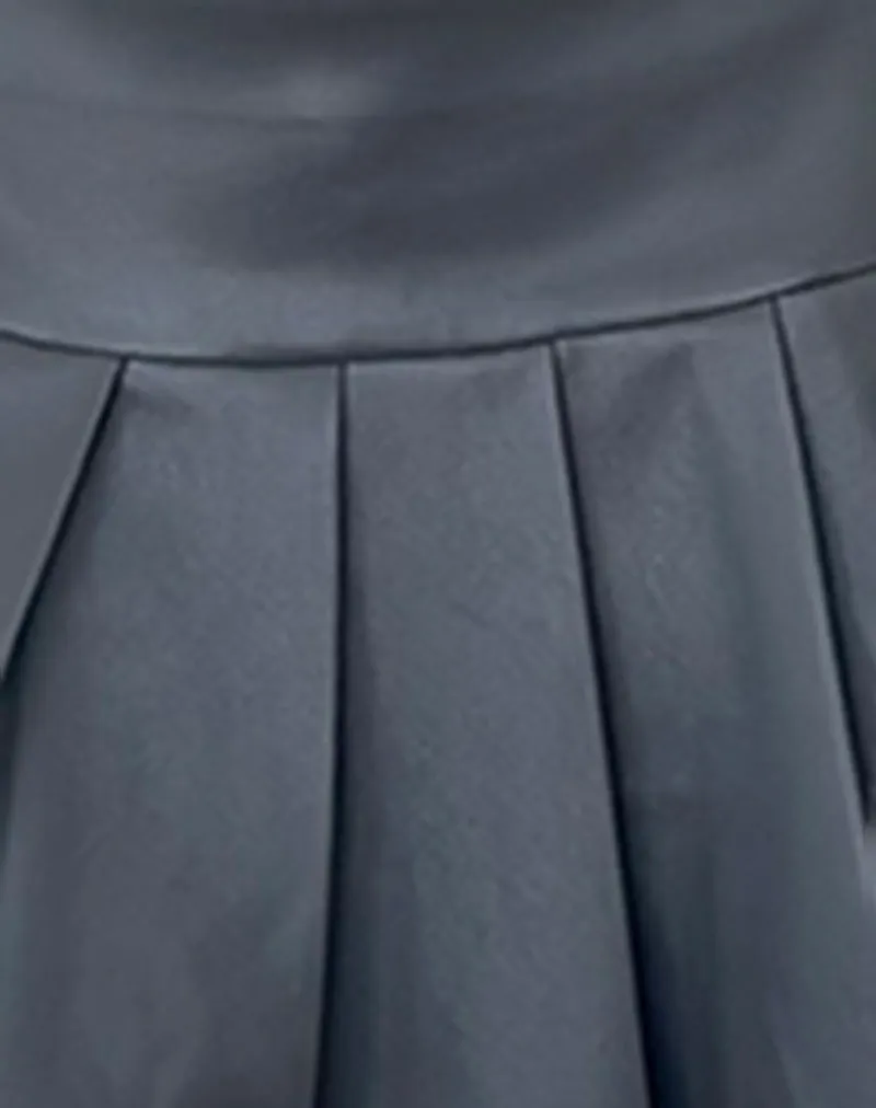 Casini Pleated Micro Skirt in PU Slate Grey