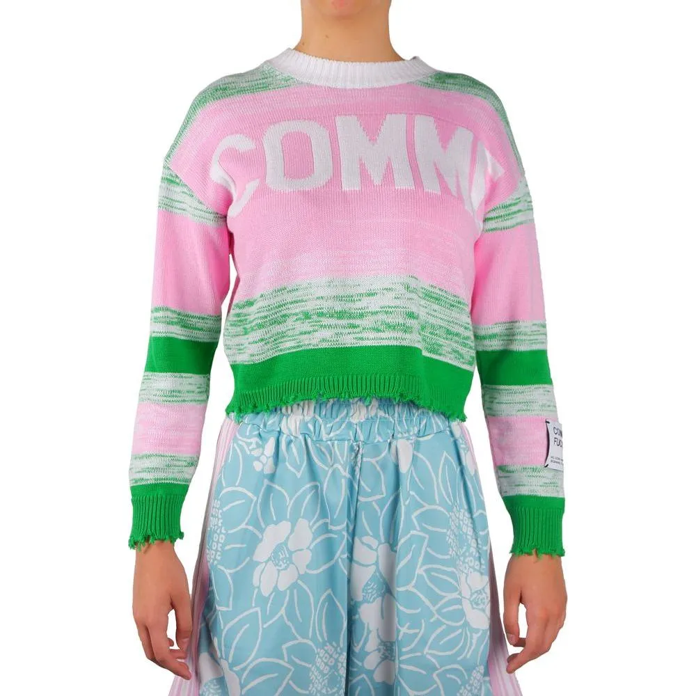 Comme Des Fuckdown Pink Viscose Blend Crewneck Statement Sweater