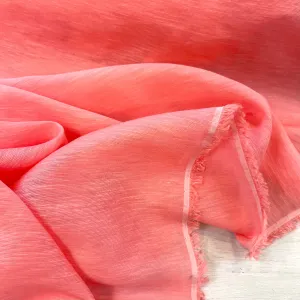 Coral Pink Fine Silk Cotton Slub Voile