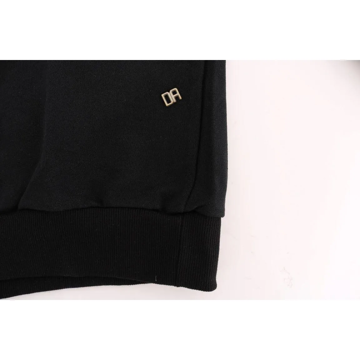 Daniele Alessandrini Elegant Black Cotton Hooded Sweater