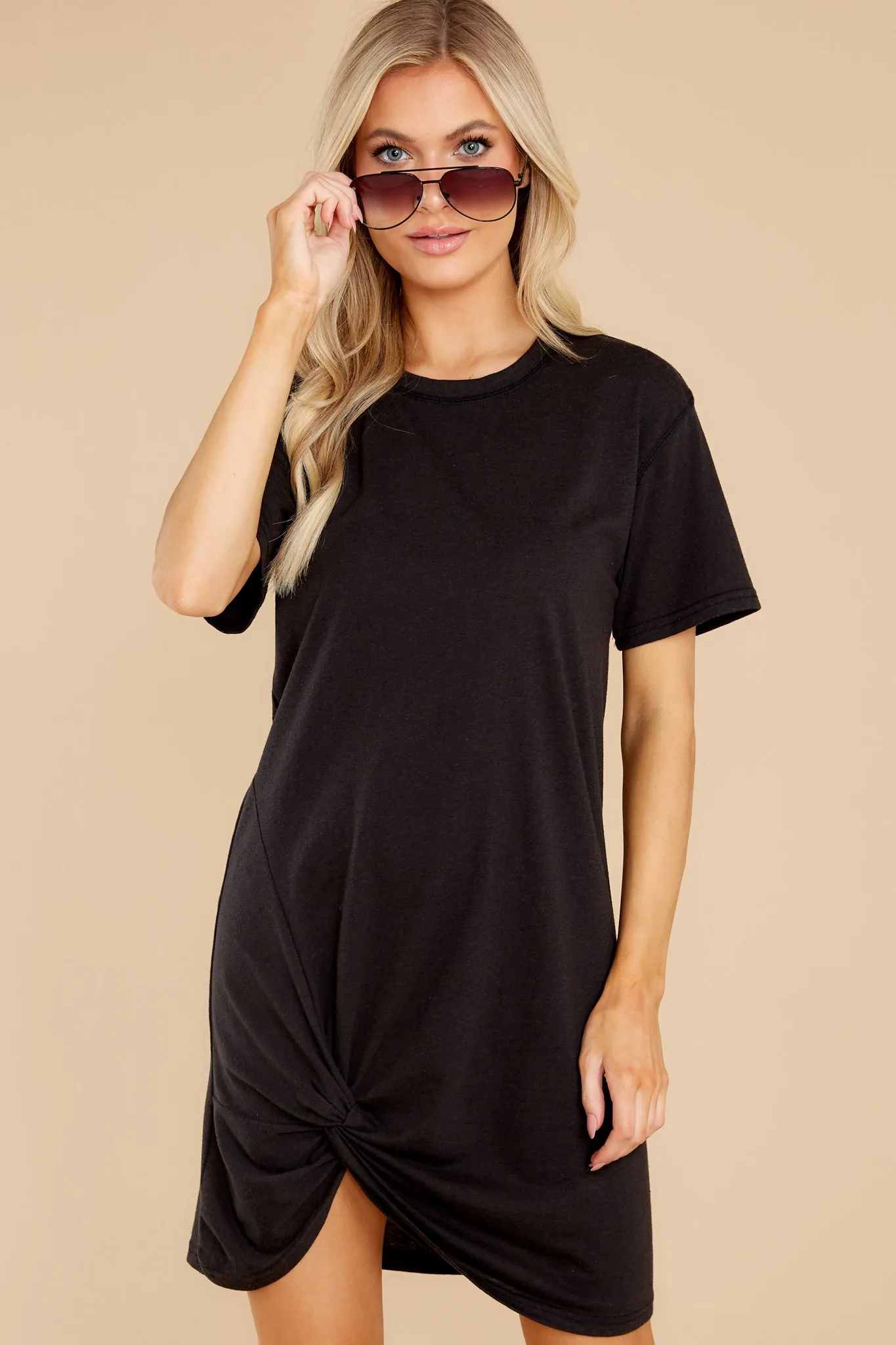 Denny Black Twist T-Shirt Dress