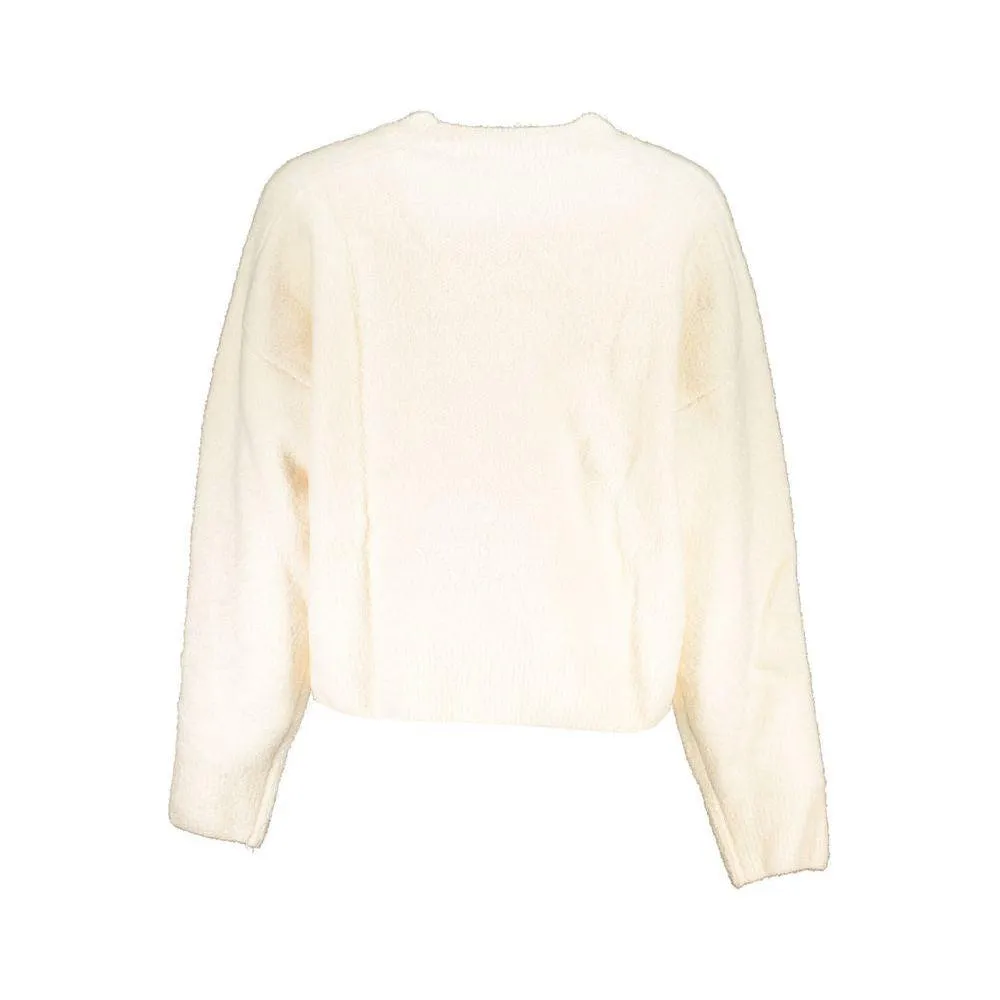 Desigual Chic White Embroidered Crew Neck Sweater