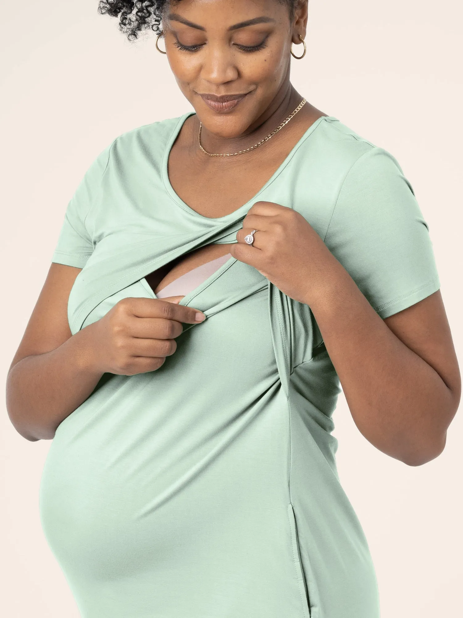 Eleanora Bamboo Maternity & Nursing Dress | Soft Mint