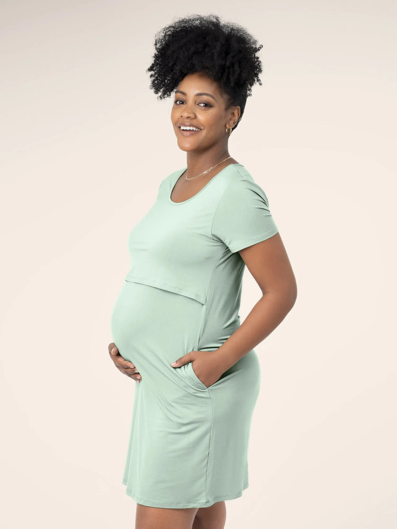 Eleanora Bamboo Maternity & Nursing Dress | Soft Mint