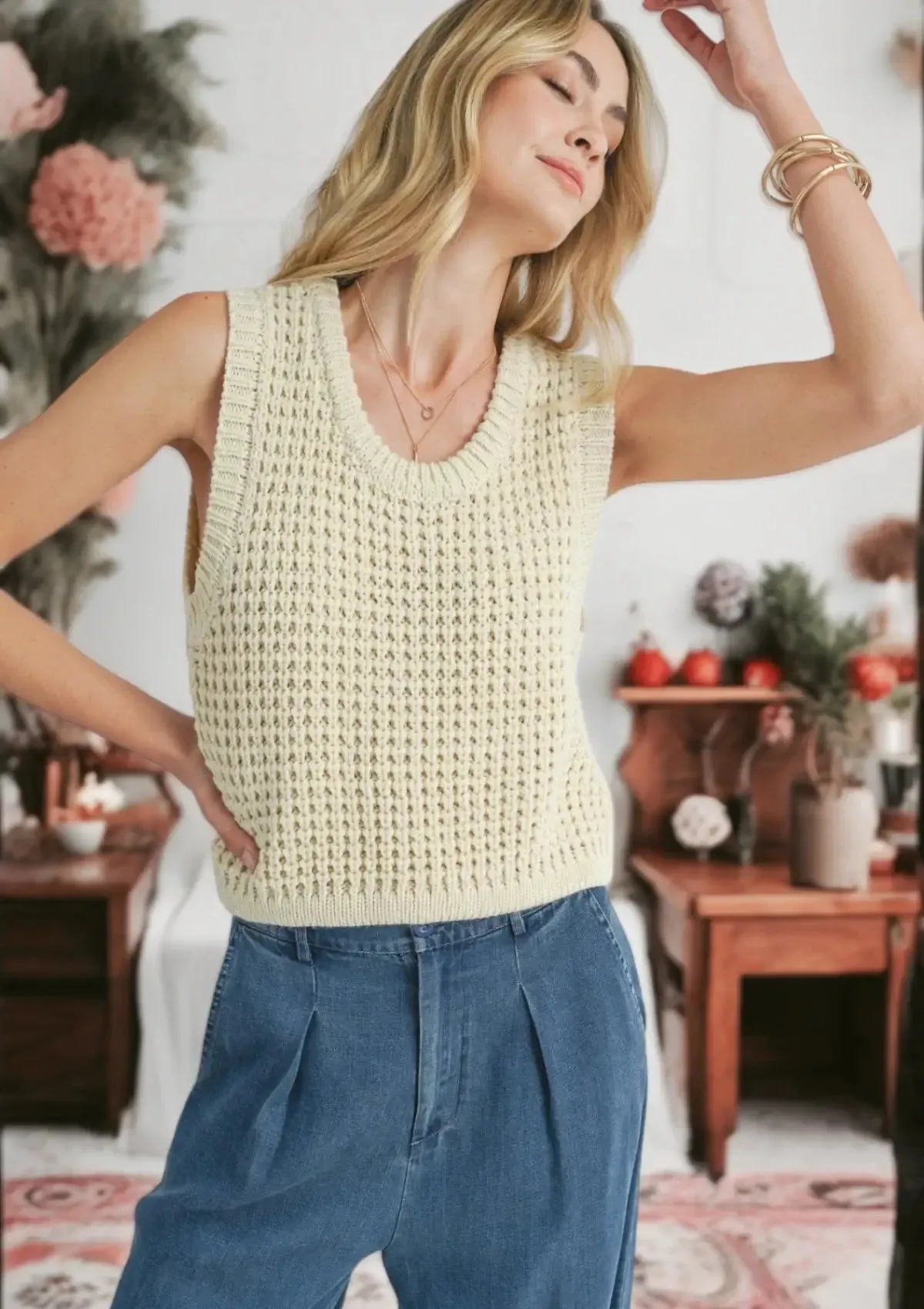 Elsie Sweater Tank - Ivory