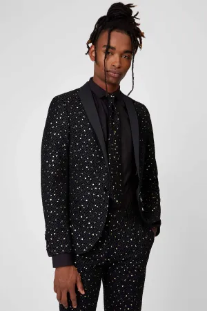 Farrow Skinny Fit Black Polka Dot Tuxedo Jacket