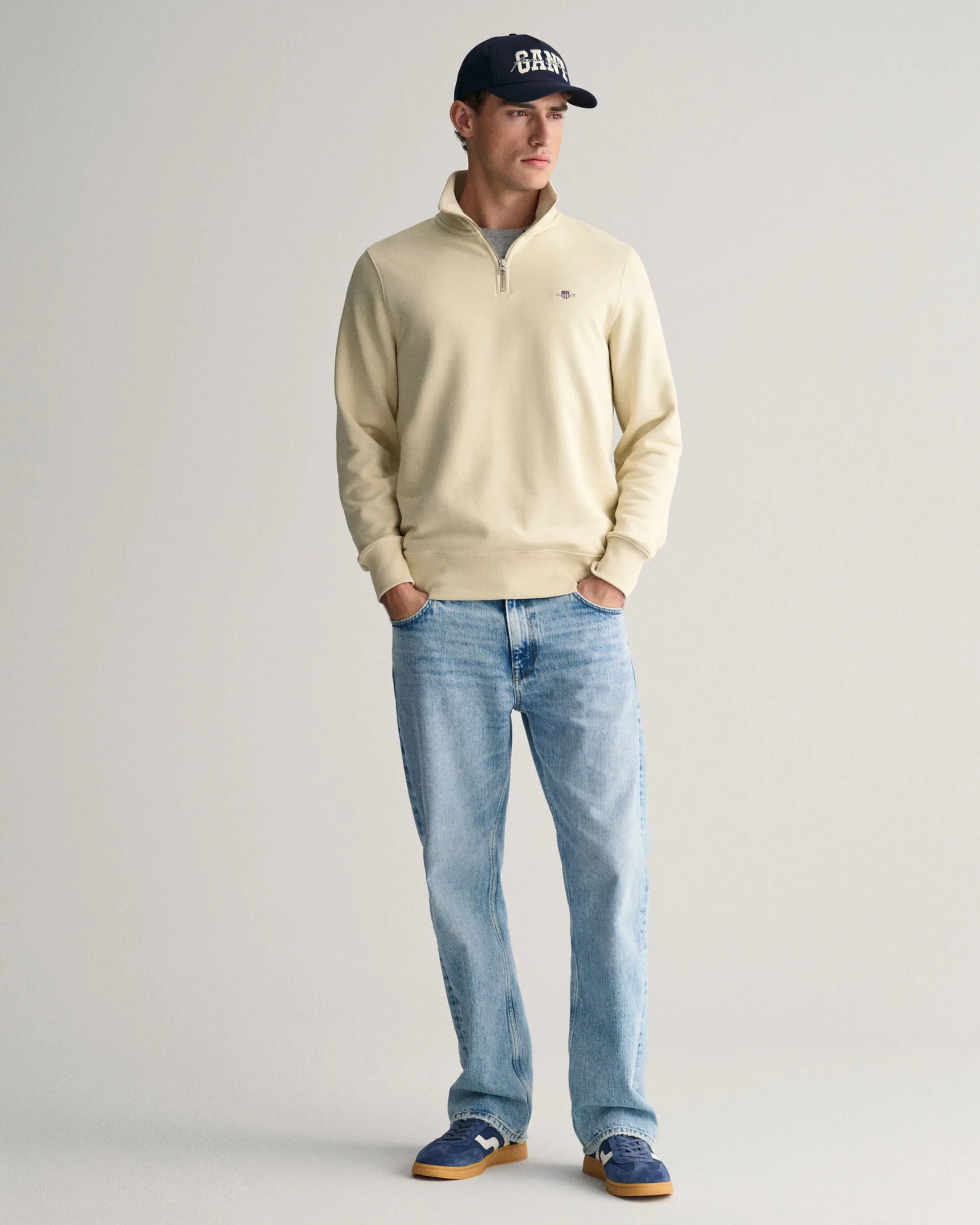 GANT - Silky Beige, Half Zip Sweatshirt