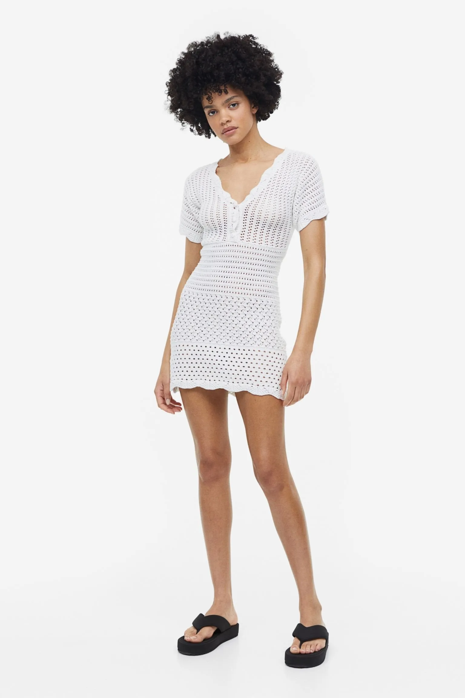 H&M Crochet-look dress, white