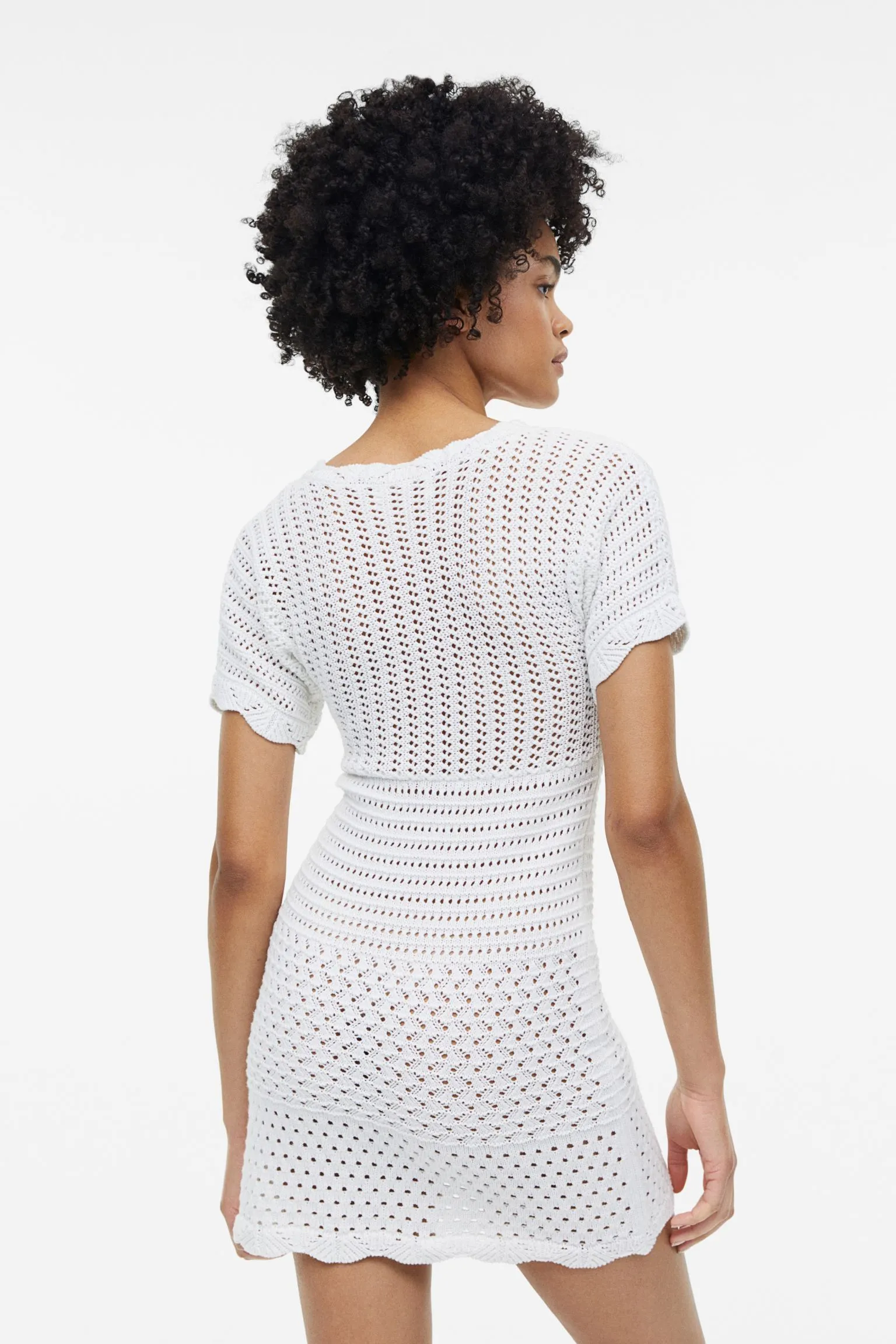 H&M Crochet-look dress, white