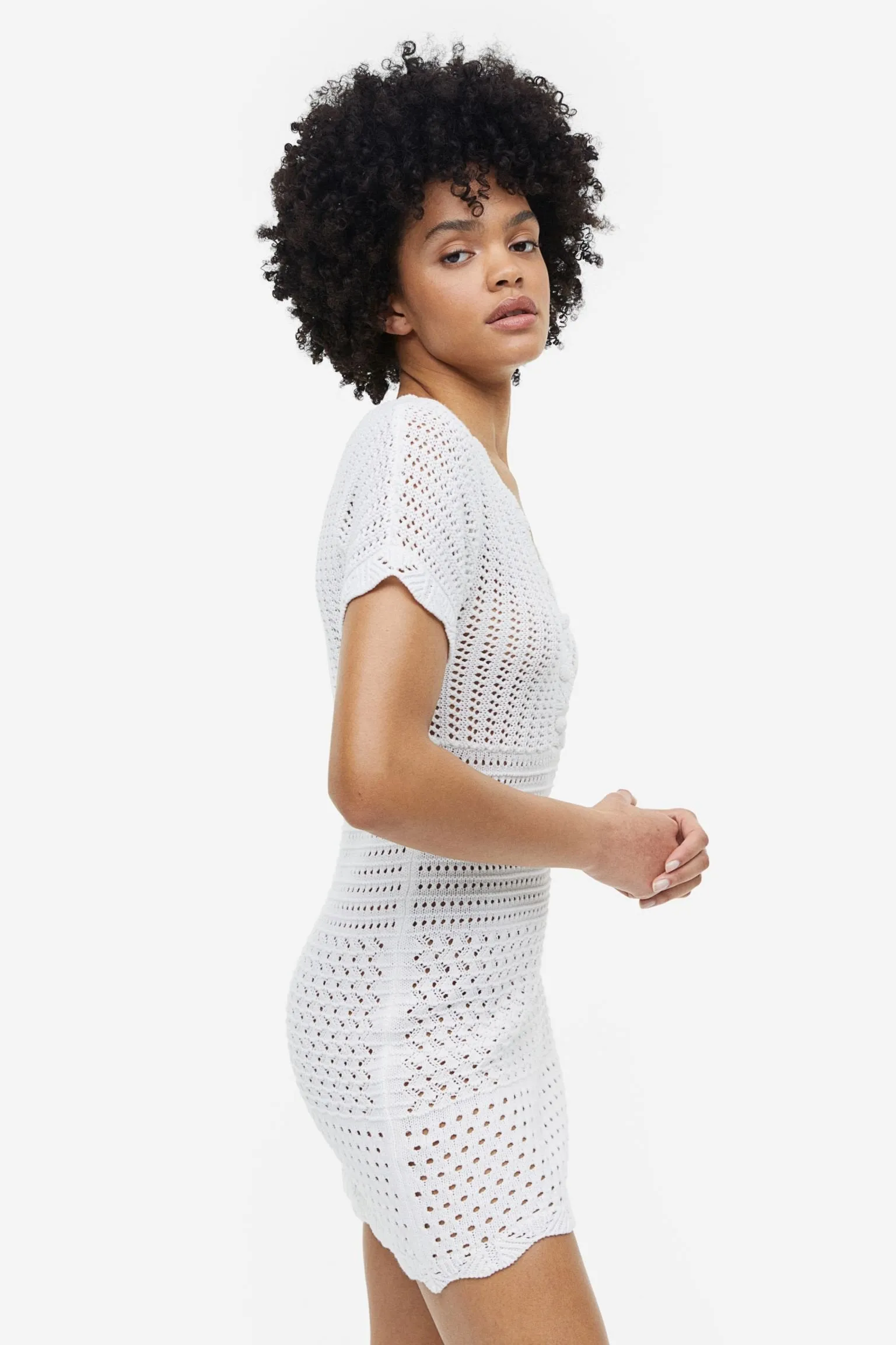 H&M Crochet-look dress, white