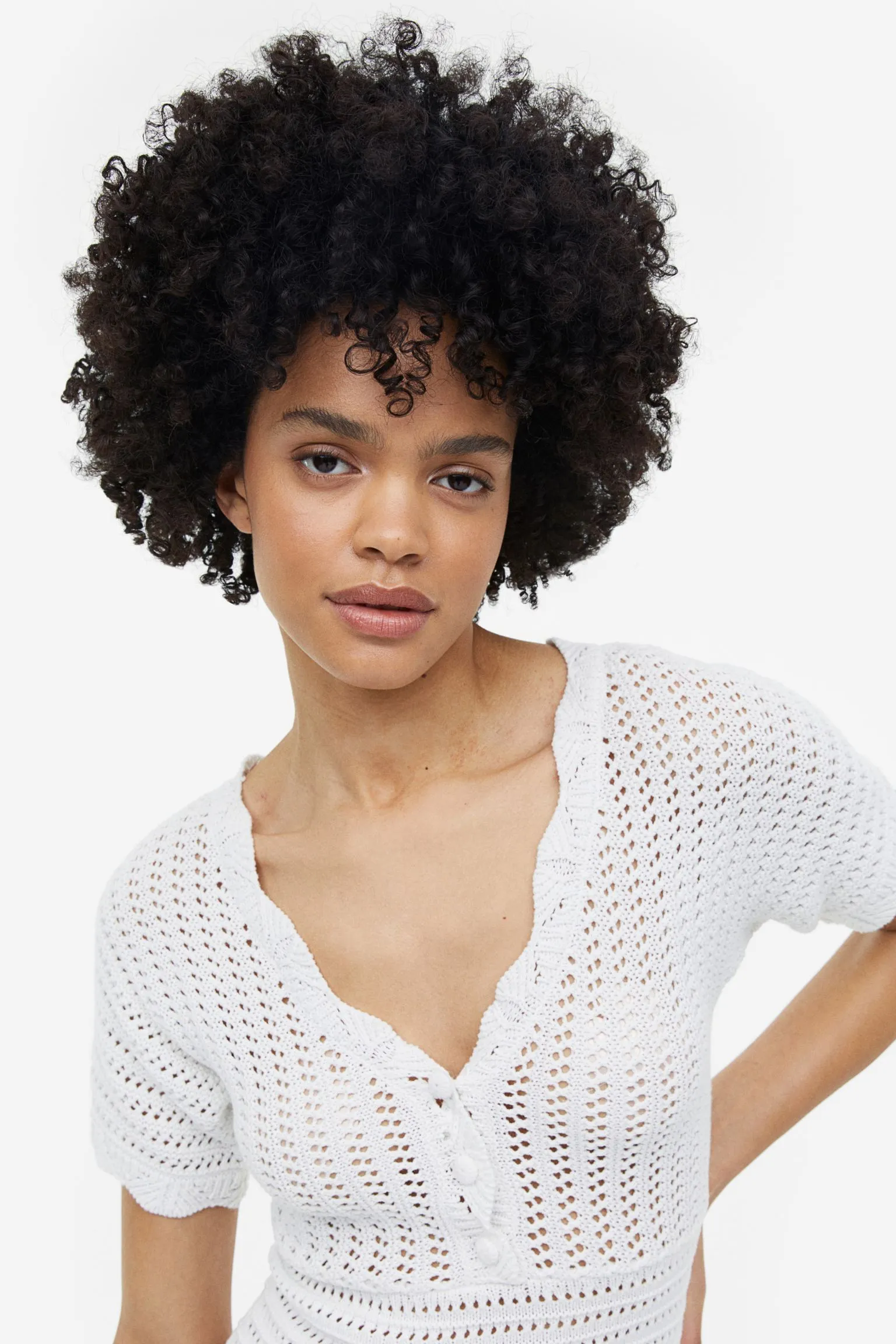 H&M Crochet-look dress, white