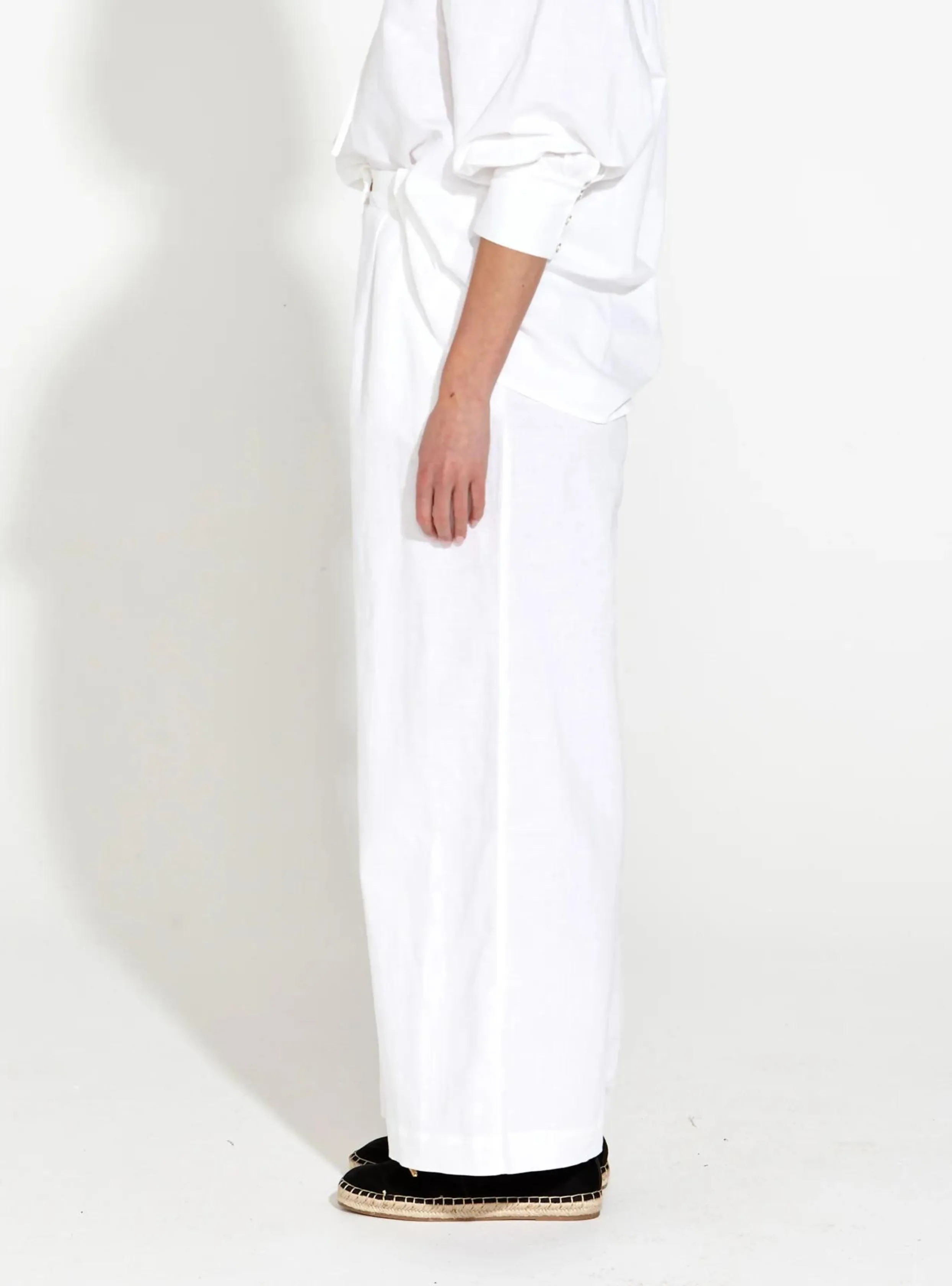 HERITAGE LINEN WIDE LEG PANT - White