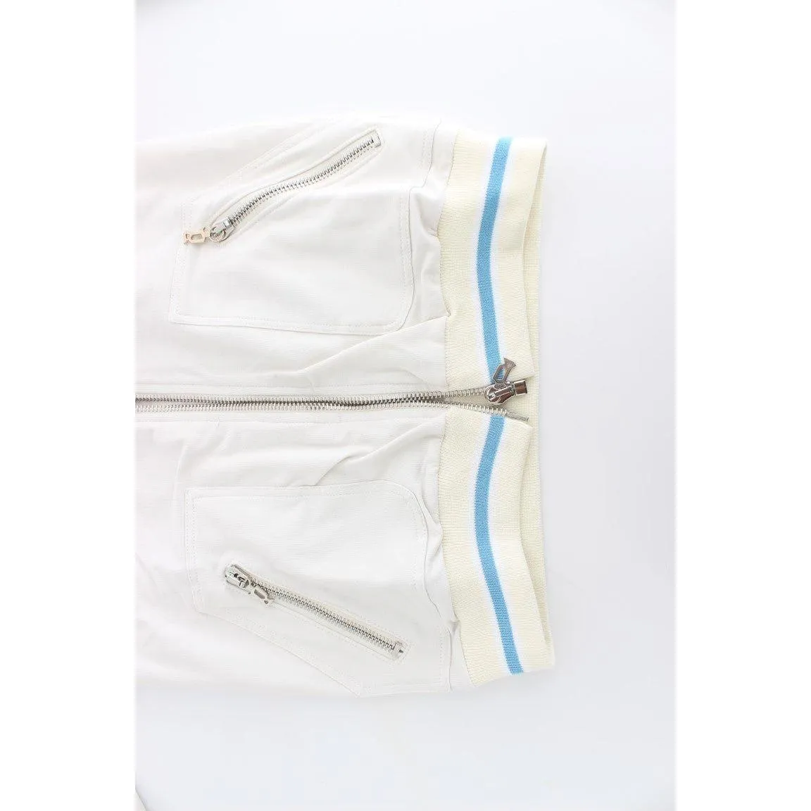 John Galliano Elegant White Zip Cardigan