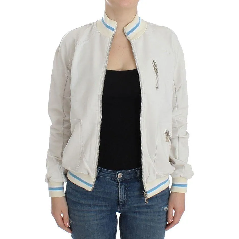 John Galliano Elegant White Zip Cardigan