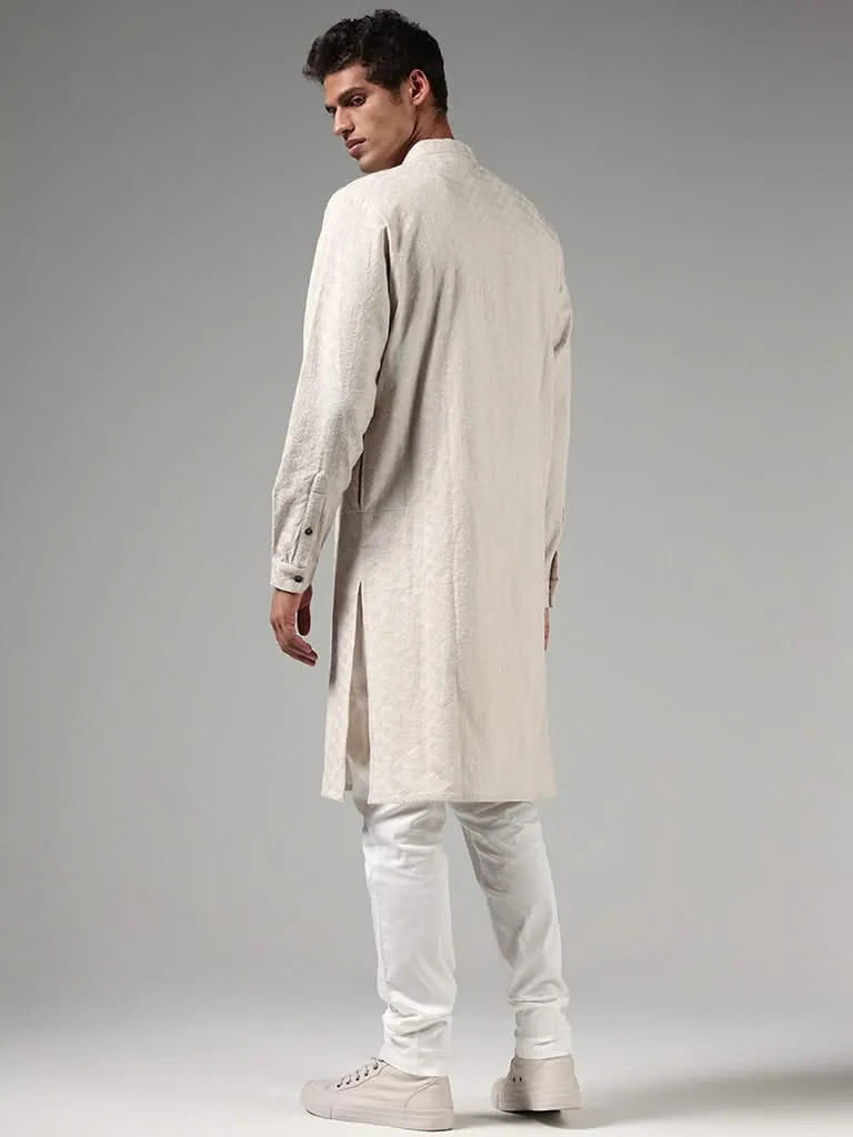 Kala by ETA Taupe Thread Embroidered Resort-Fit Kurta