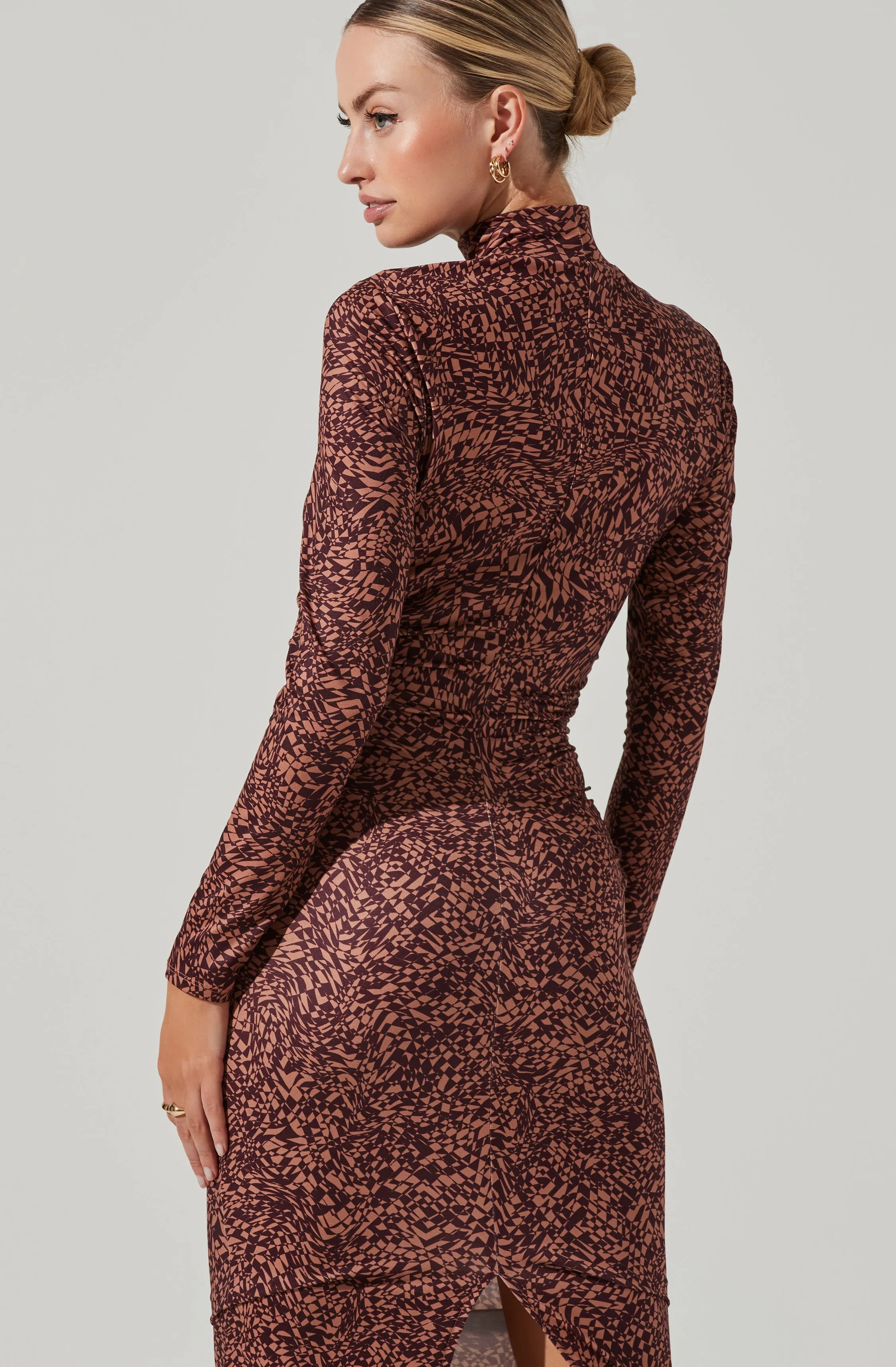 Leighton Geo Print Cutout Midi Dress