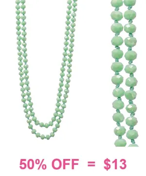 Light Mint Green Crystal 60" Layering necklace