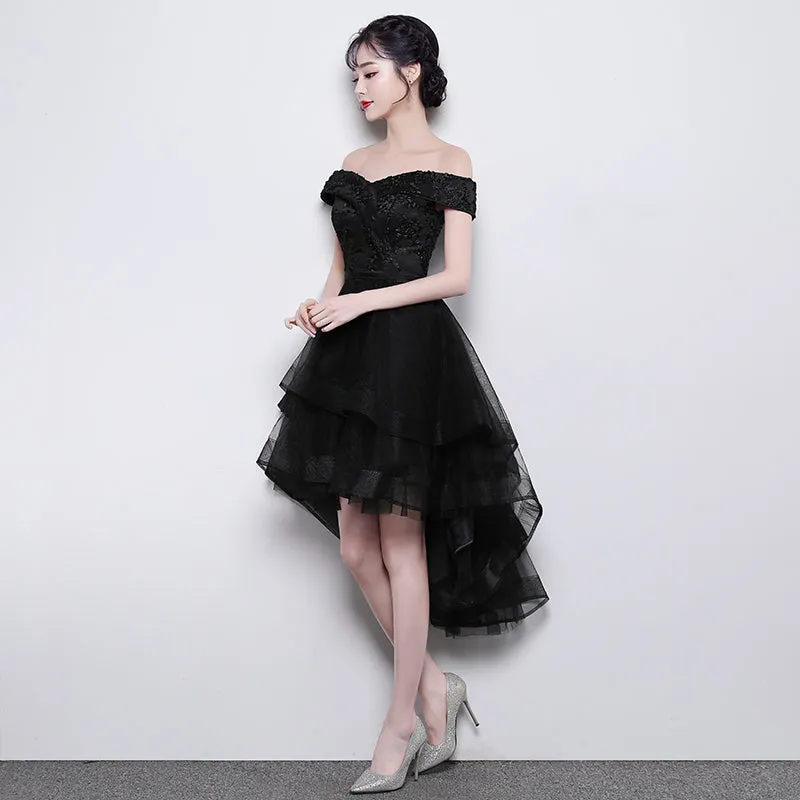 Lovely Simple Black High Low New Homecoming Dress , Party Dresses