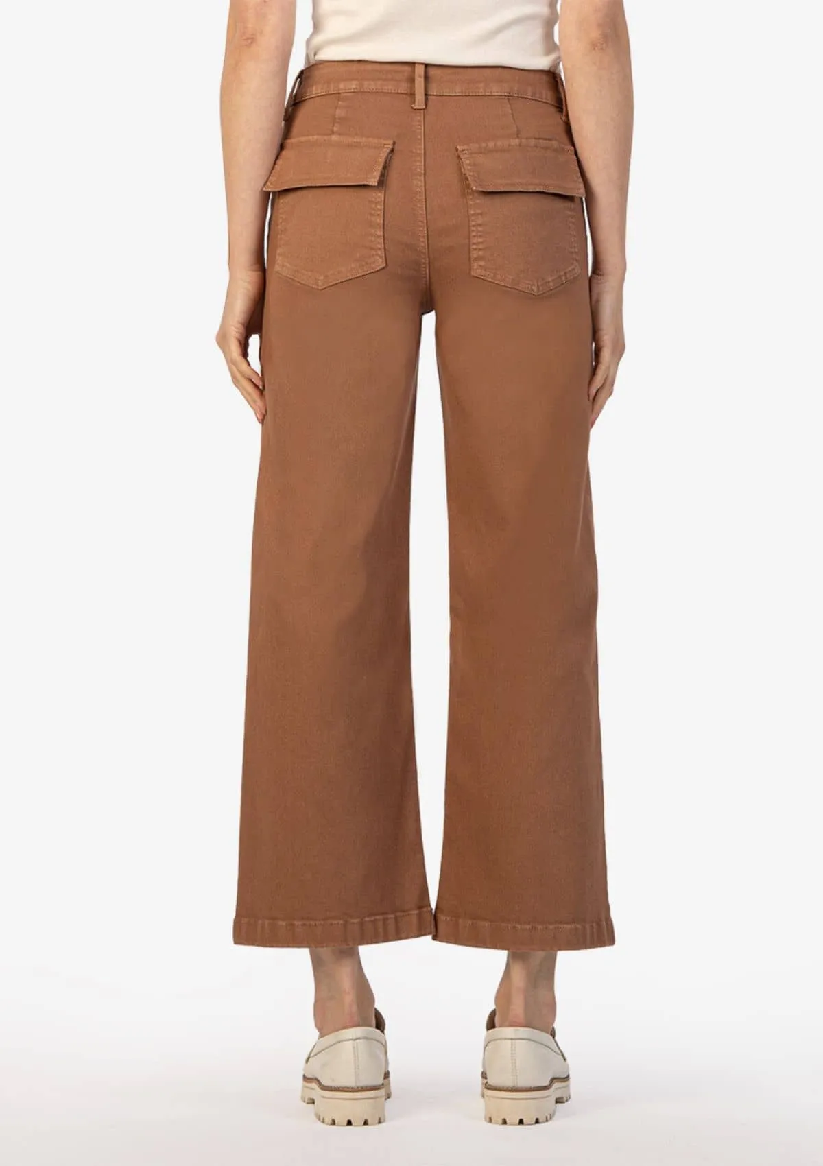 Meg Wide Leg Pants with Pork Chop Pockets - Mocha