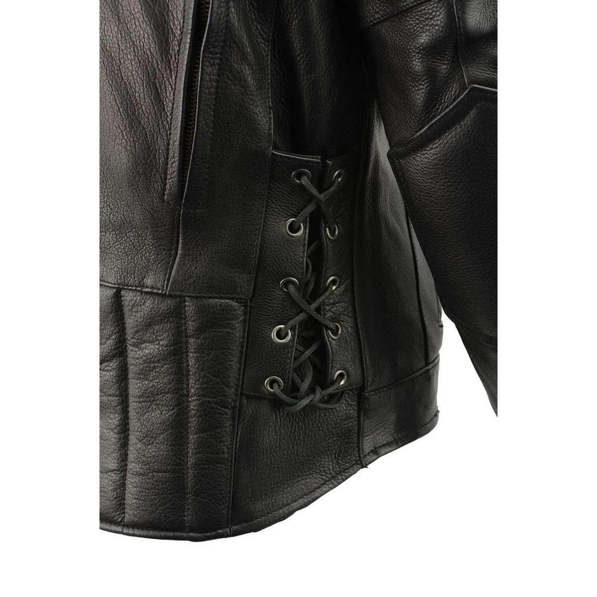 Milwaukee Leather ML1010 Men's Side Lace Vented Black Leather Scooter Jacket