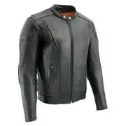 Milwaukee Leather ML1010 Men's Side Lace Vented Black Leather Scooter Jacket