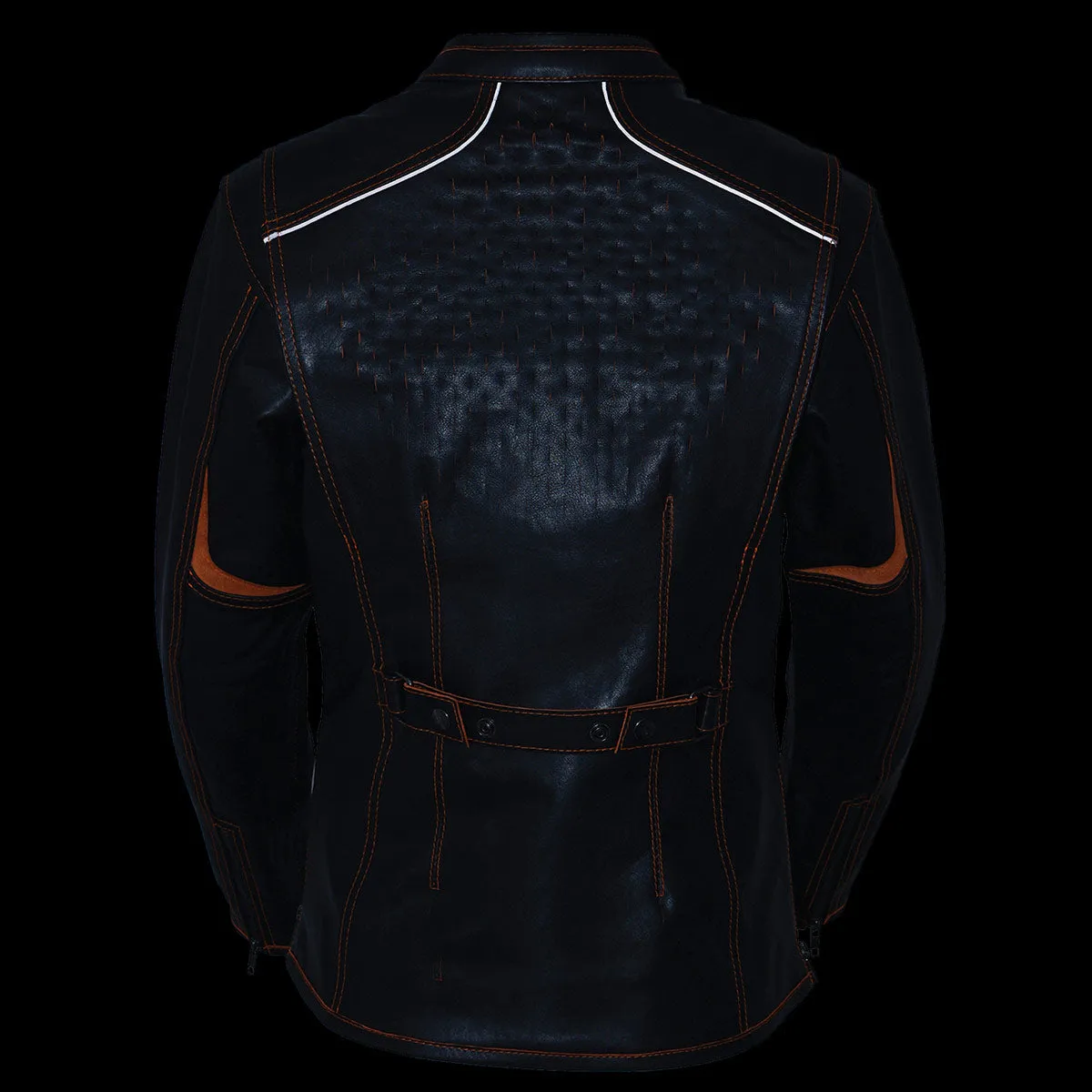 Milwaukee Leather MLL2502 Women's 'Laser Cut' Distressed Black and Grey Scuba Style Racer Jacket