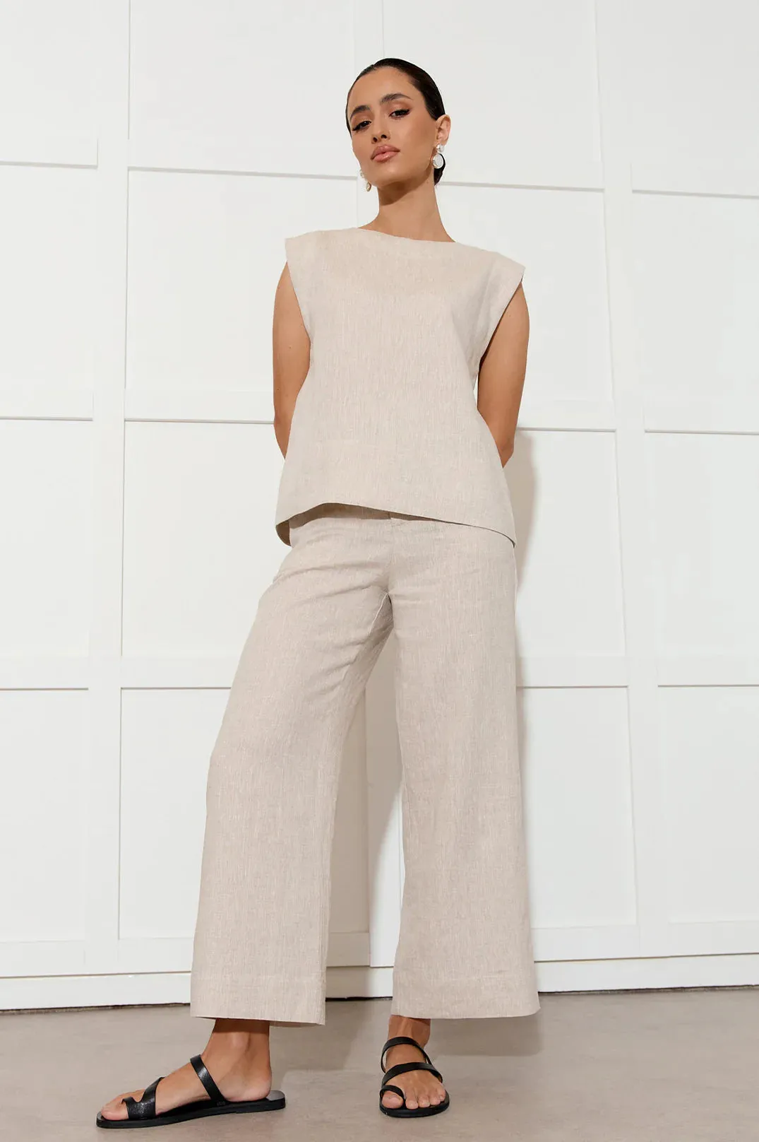 Nisha Cropped Linen Pant