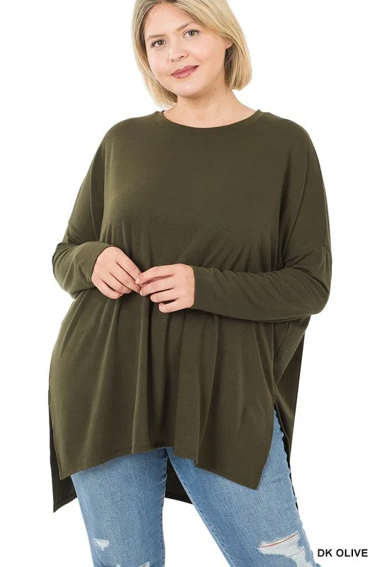 Plus Dolman Long Sleeve Round Neck Top