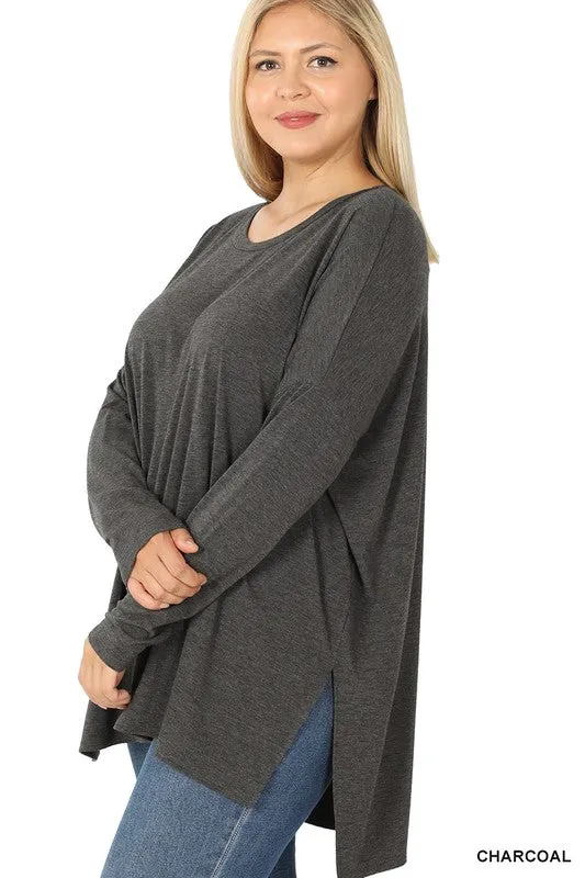 Plus Dolman Long Sleeve Round Neck Top