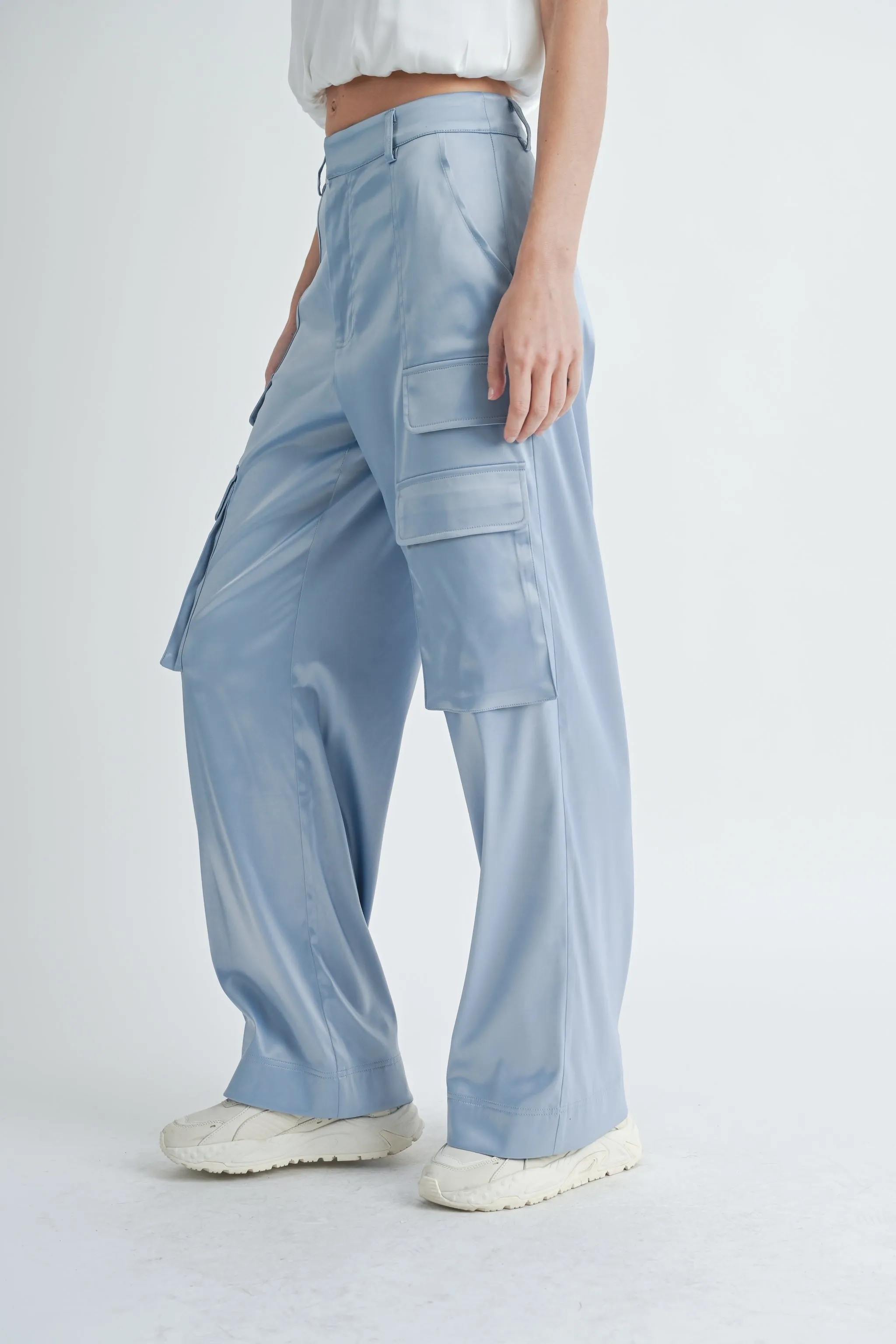 Satin Cargo Pants