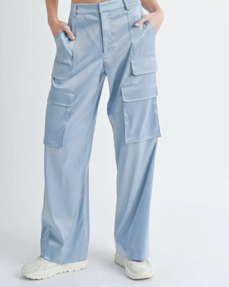 Satin Cargo Pants