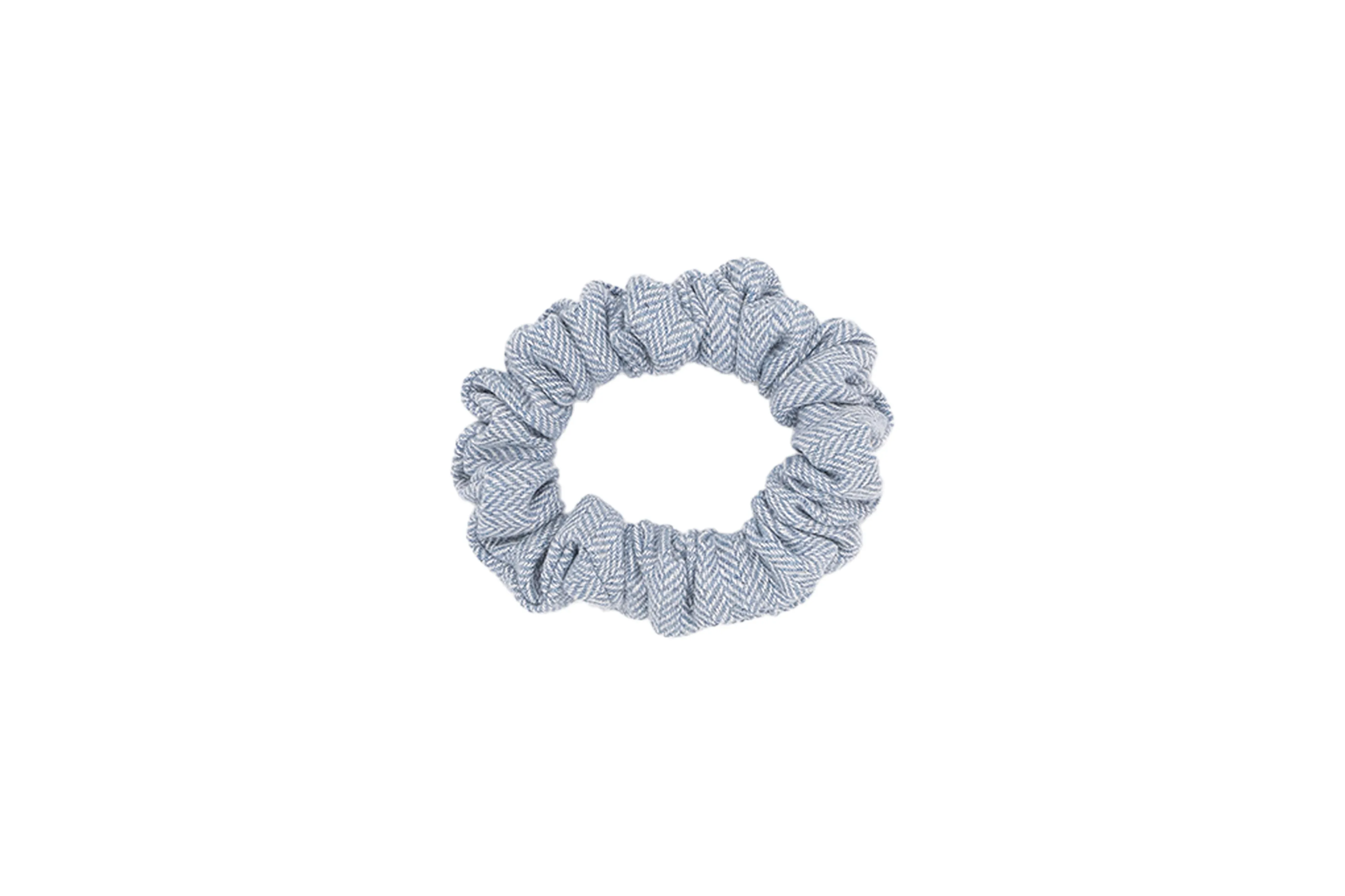 Scrunchie - Light Blue Herringbone