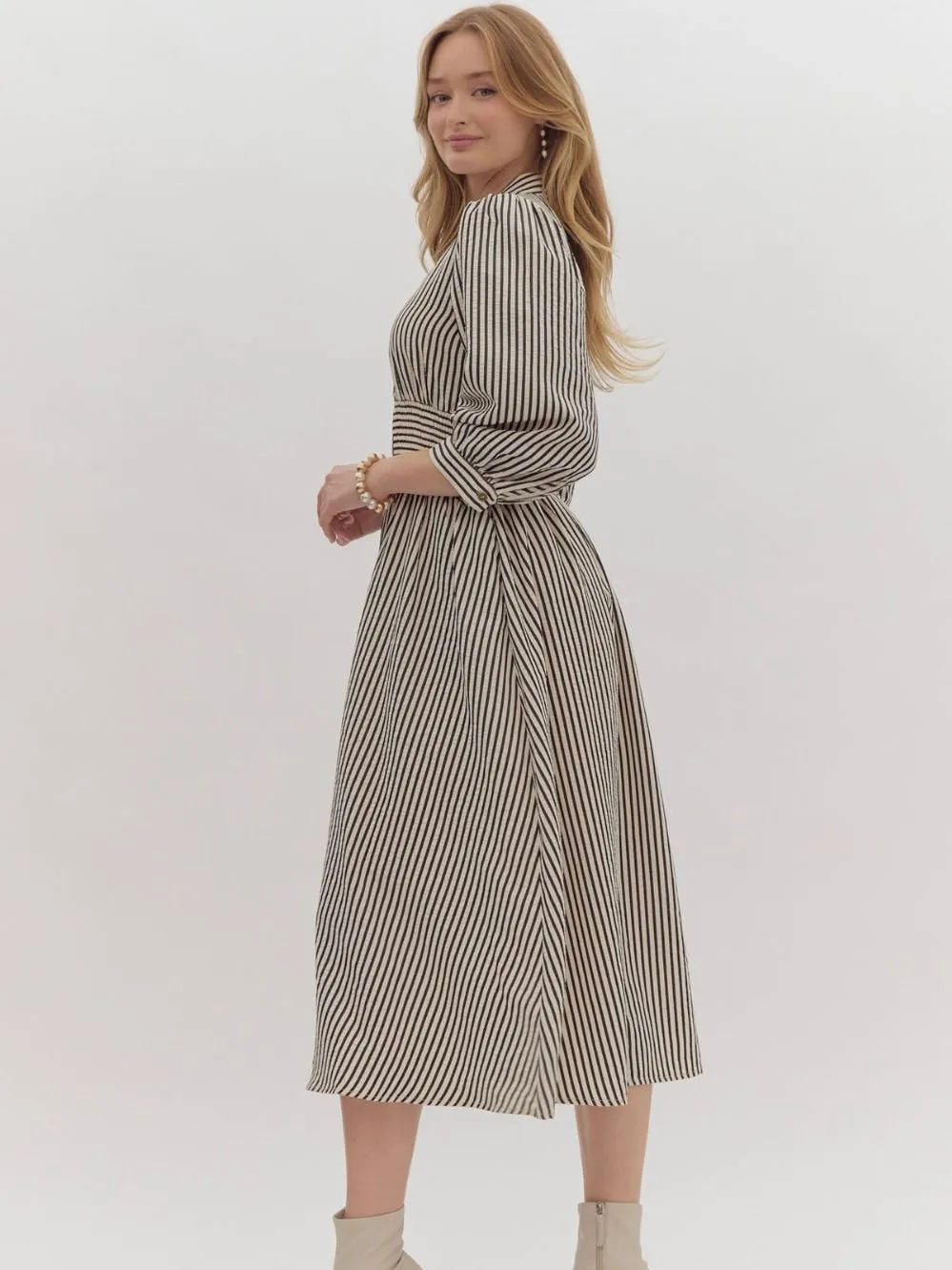 Sharon Zip Front Stripe Dress