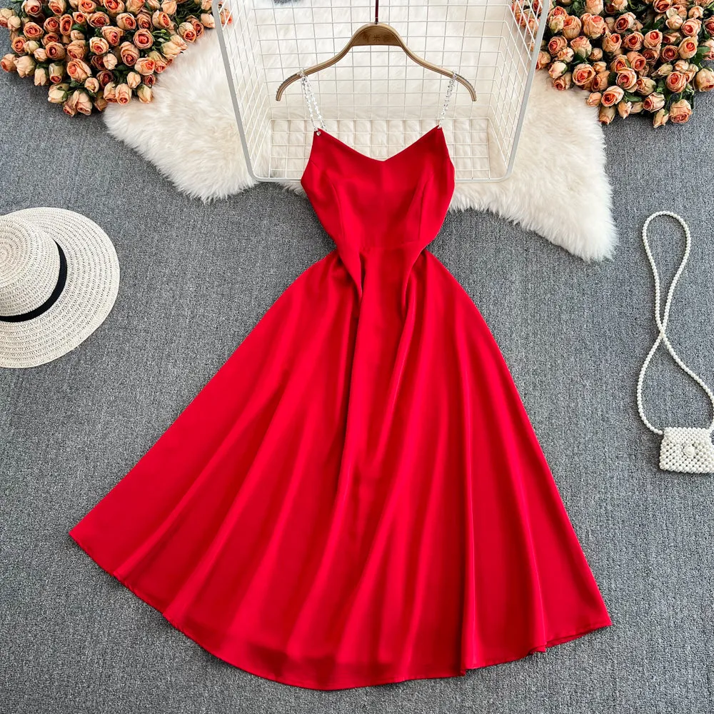 Simple v neck short dress fashion girl dress    S387