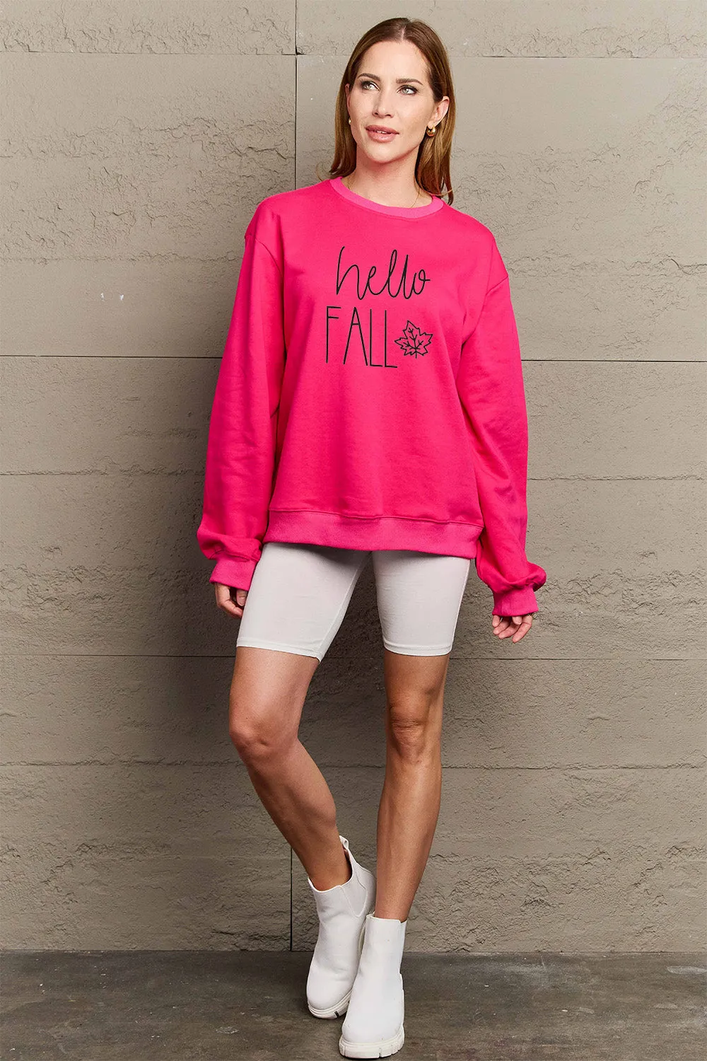 Simply Love Full Size HELLO FALL Graphic Sweatshirt