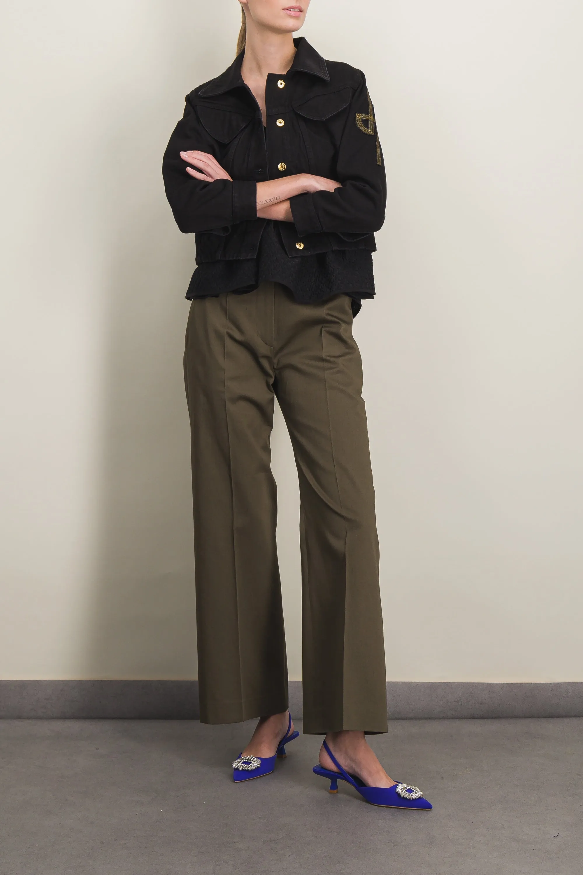 Straight leg bronze organic coton tailoring pants