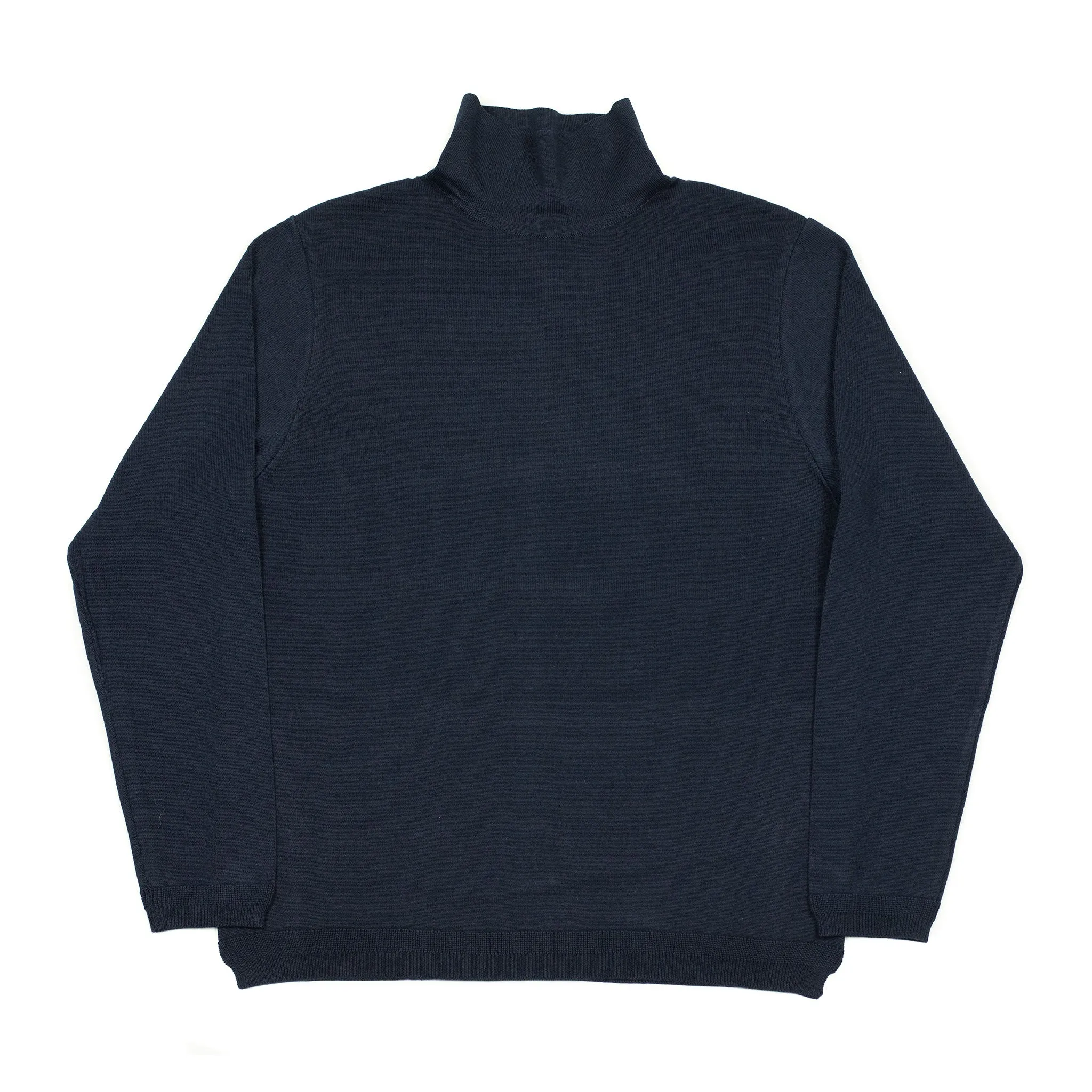 Turtleneck knit t-shirt in navy cotton